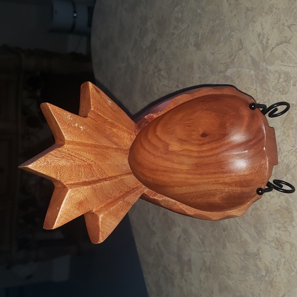 Handcarved Vintage Kamani Wood Pineapple Bowl